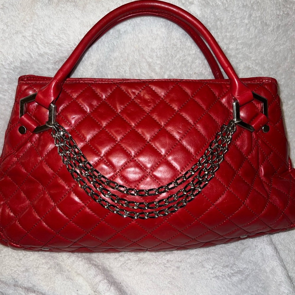 Hype quilted red, y2k vintage satchel bag